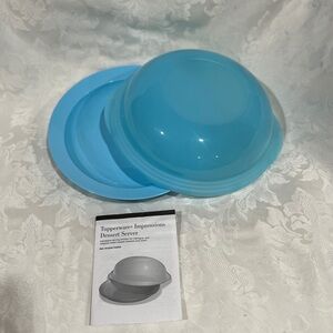 NEW!  Tupperware Impressions Aqua Blue Dessert Server